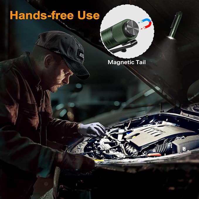 VTIGER T1A Mini Pocket EDC Flashlight with Clip,1300 Lumen Compact AA Rechargeable LED Little
