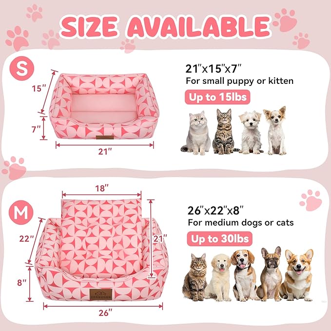 Rectangle Cat Dog Bed for Large Medium Small Pets Indoor Outdoor Machine Washable Sleeping Sofa