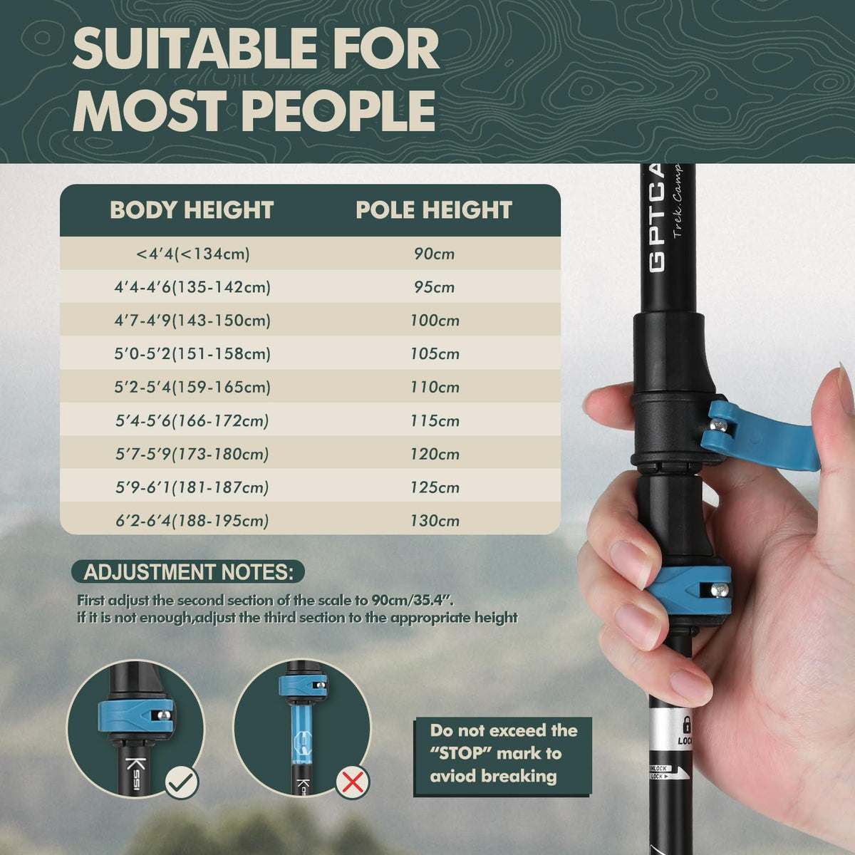 GPTCAMP Trekking Poles - Collapsible - product view 6