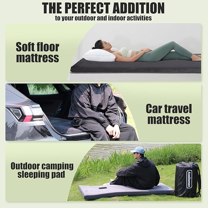 Sleeping Pad,3-inch Thick Memory Foam Camping Mattress,Portable Roll-Up Mat for