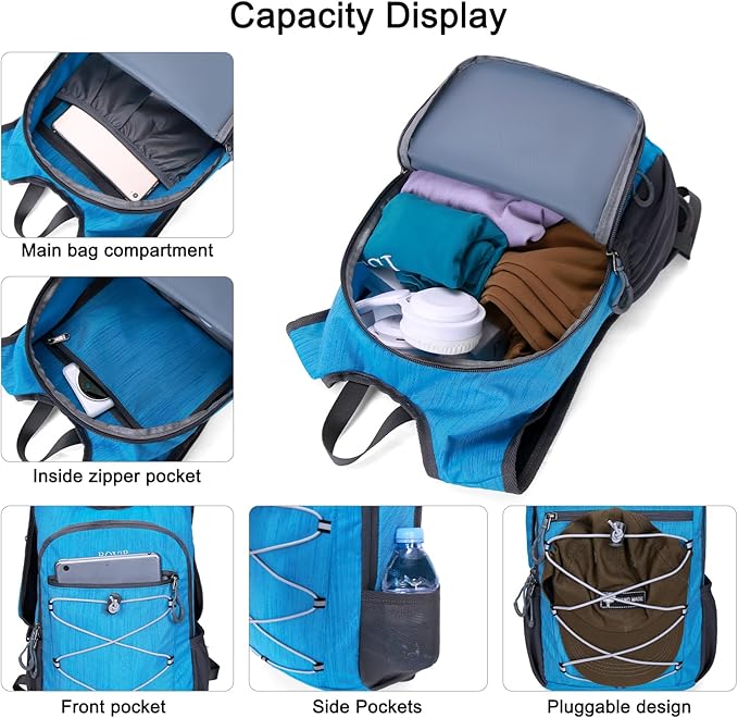 BOVIP 20L Hiking Backpack Lightweight Packable Hiking Daypack Small Travel Outdoor Foldable