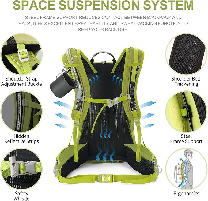 Hiking Backpack, Waterproof Hiking Daypack with 3L Water Bladder and Rain Cover, Lightweight Travel