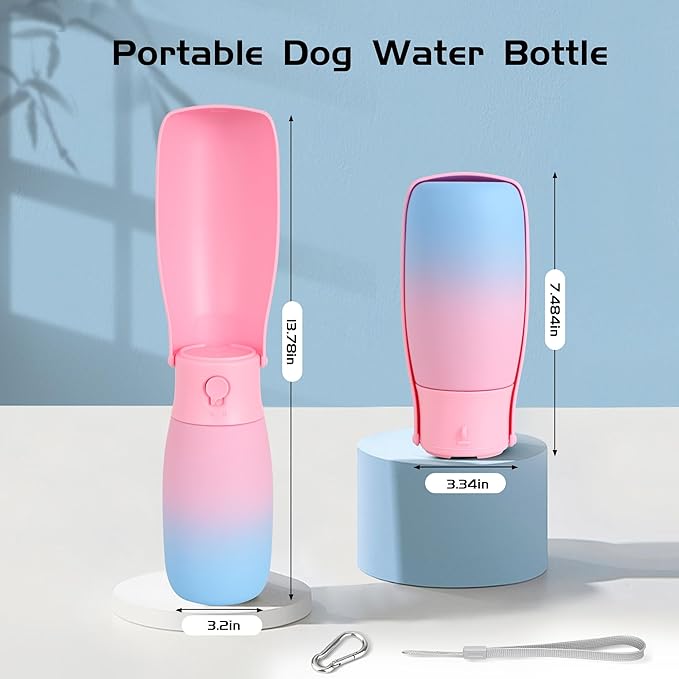 Dog Water Bottle, Travel Puppy Water Bowl, Leak Proof Portable Puppy Water Dispenser, Foldable Dog