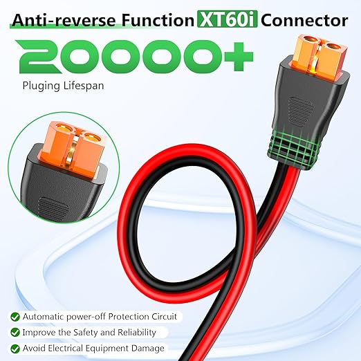 Solar to XT60i Extension Cable 12AWG 50FT XT60i Female to Male Connector for RV Foldable Solar