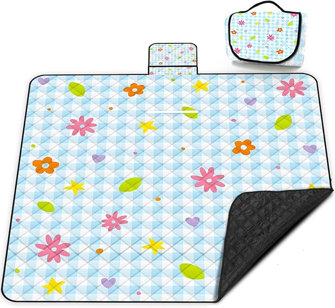 Extra Large Picnic Blanket Waterproof,80"x 80"Foldable Machine Washable Beach Blankets,Outdoor