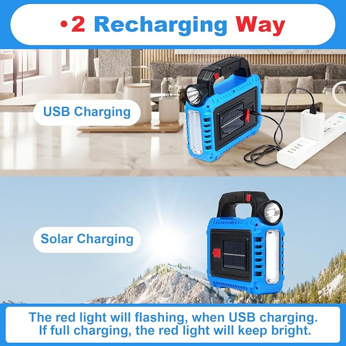 2 Pack Lantern Camping Essentials Accessories Gear Solar Lights, LED Flashlight for Power Outages