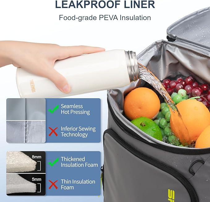 SPARTER Backpack Cooler Insulated Leak Proof 33/49 Cans, 2 Insulated Compartments Thermal Bag