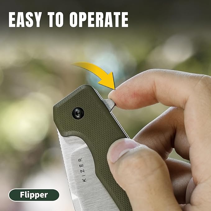 Kizer Nice Guy Pocket Folding Knife, 2.84??D2 Steel Blade knives, G10 Handle Small EDC Knife, Liner