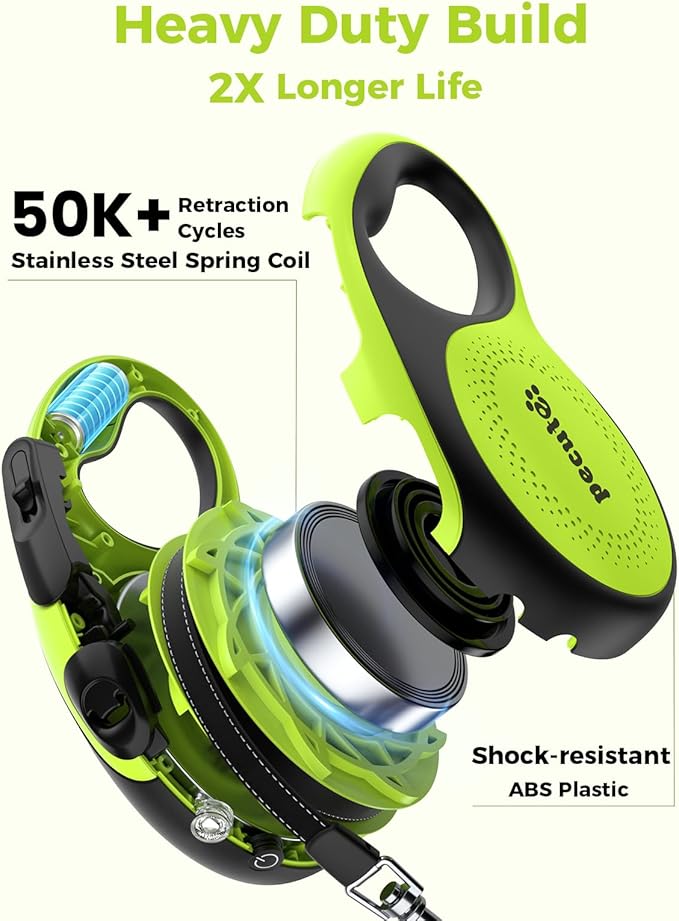 Retractable Dog Leash with Flashlight, 26ft Heavy Duty Retractable Pet Leash with Light, One-Button
