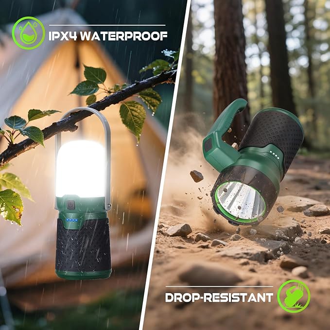 4 in 1 Modular Rechargeable Camping Lantern, Portable LED Flashlight, Outdoor Camp Fan, 4400mAh