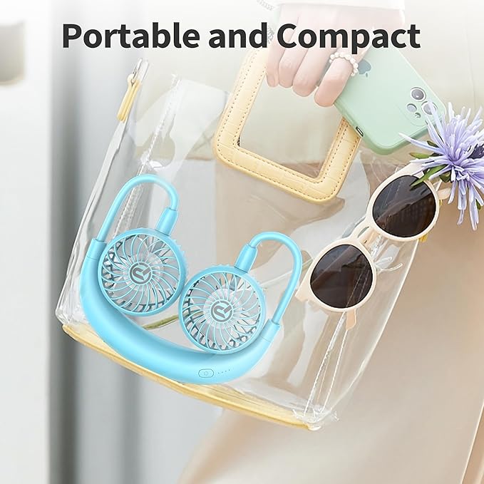 PANERGY Portable Neck Fan Rechargeable Hand Free Personal Fan Mini Wearable Battery Operated USB