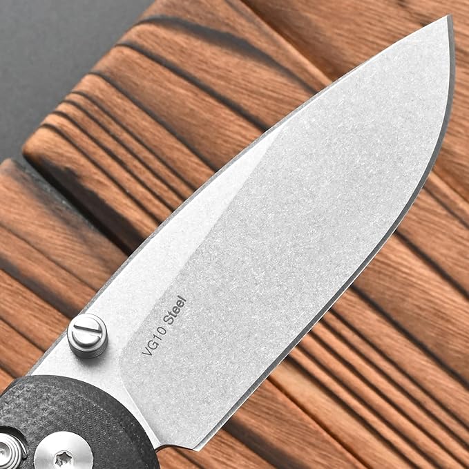 FF22 Folding Pocket Knife,VG10 Steel Blade Micarita Handle Full Tang Knife for Outdoor Activities