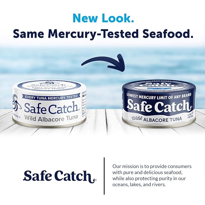 Safe Catch Wild Albacore Tuna Canned Low Mercury Can Tuna Fish Steak Gluten-Free Keto Food Non-GMO