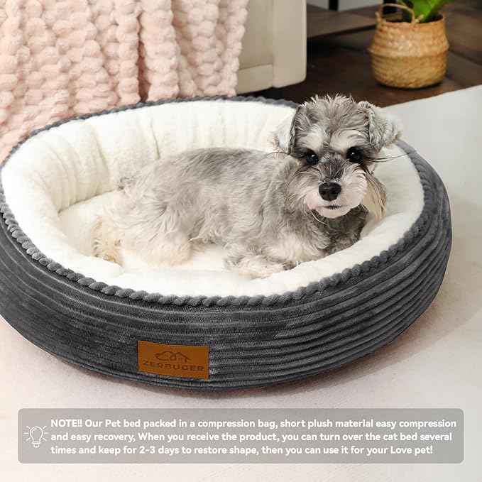 20in Washable Cat Beds for Indoor Cats - Round Donut Pet Bed for Cats, Small Dogs, Puppy, Kitten