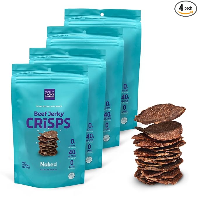 People's Choice Beef Jerky - Jerky Crisps - Naked - Three Ingredients - Beef, Water, Sea Salt