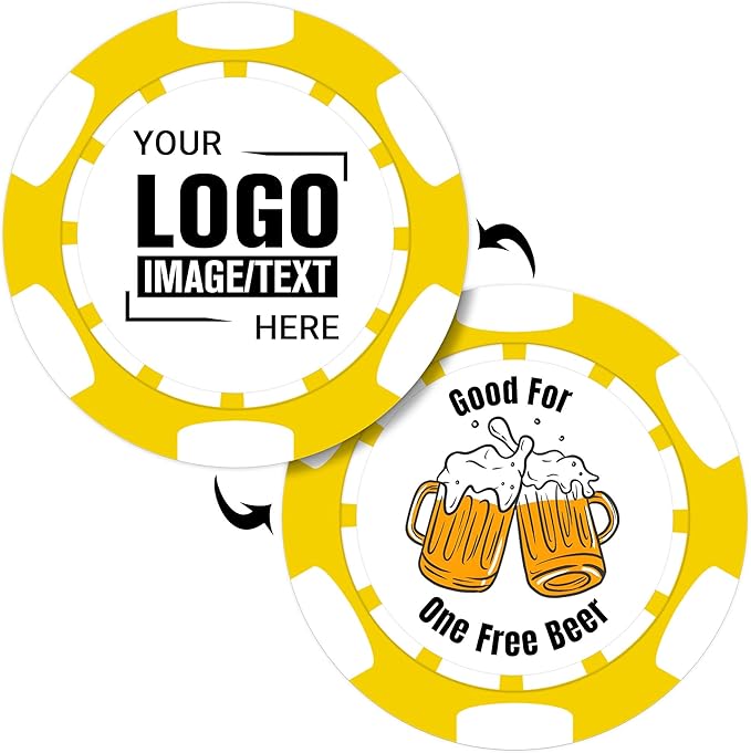 Custom Poker Chips 50 Pcs, Personalized Full Color Chips with Your Logo, Text, or Design, 11.5g