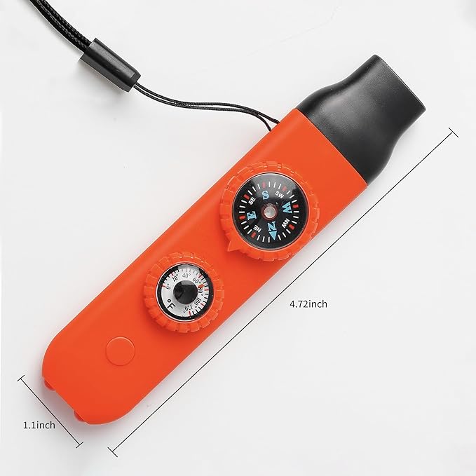 Multifunctional Survival Emergency Whistle for Kids with Compass Hiking Survival, Thermometer &