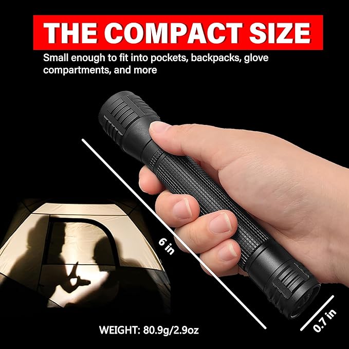 High Lumens Zoomable LED Flashlight, 3 Modes, AA Battery Powered ??Powerful for Camping, Outdoor