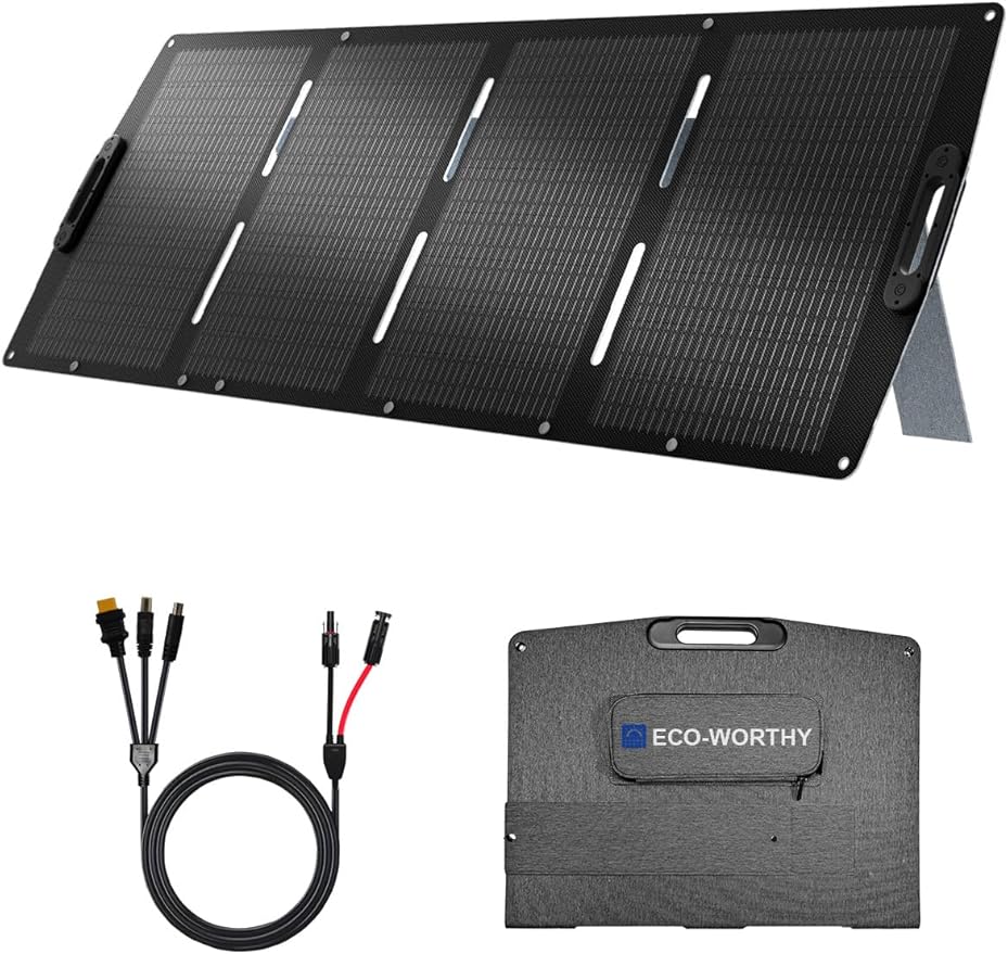 ECO-WORTHY 200W Portable Solar Panel, Foldable Solar Panel Charger 12BB with Adjustable