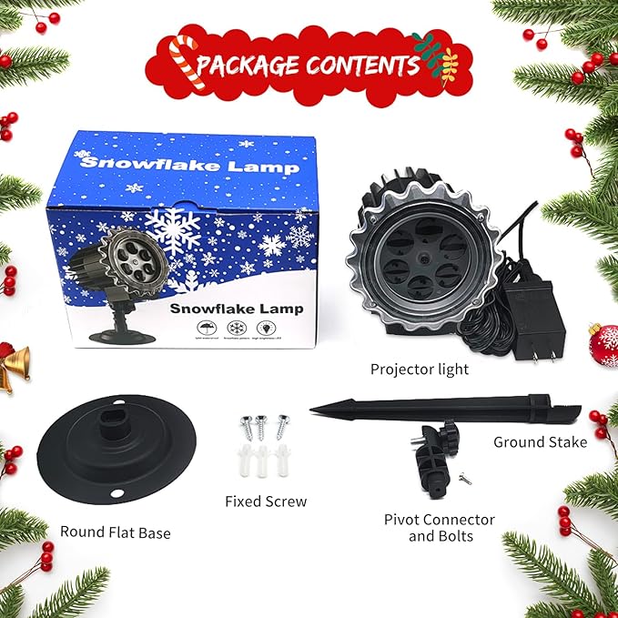 Christmas Snowfall Projector Lights, MILPROX Indoor Outdoor Holiday Snowflake Projector Lights