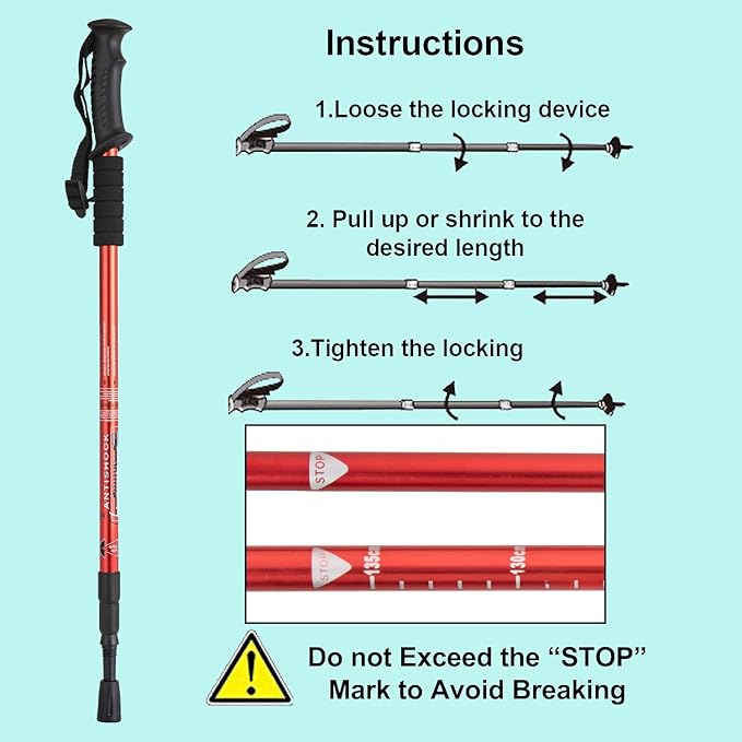 Aihoye Hiking Trekking Poles, 2 Pack Collapsible, Lightweight, Anti Shock, Walking Sticks