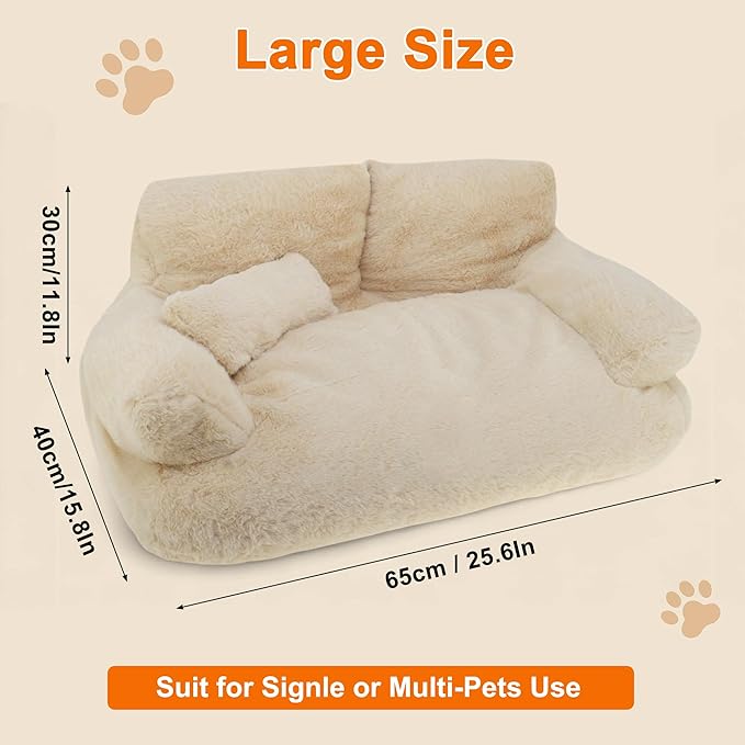Cat Sofa, Pet Bed with Bolstered Edges, Extra Plush Sponge Padding, Cat Beds for Indoor with
