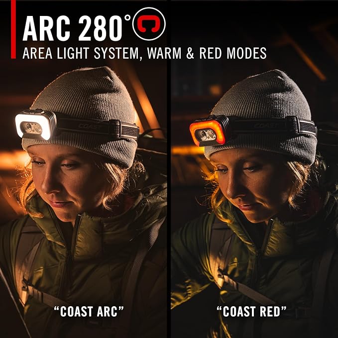 Coast RL35R Voice-Controlled 1100 Lumen Rechargeable LED Headlamp with ARC280??Lighting, 4 Color