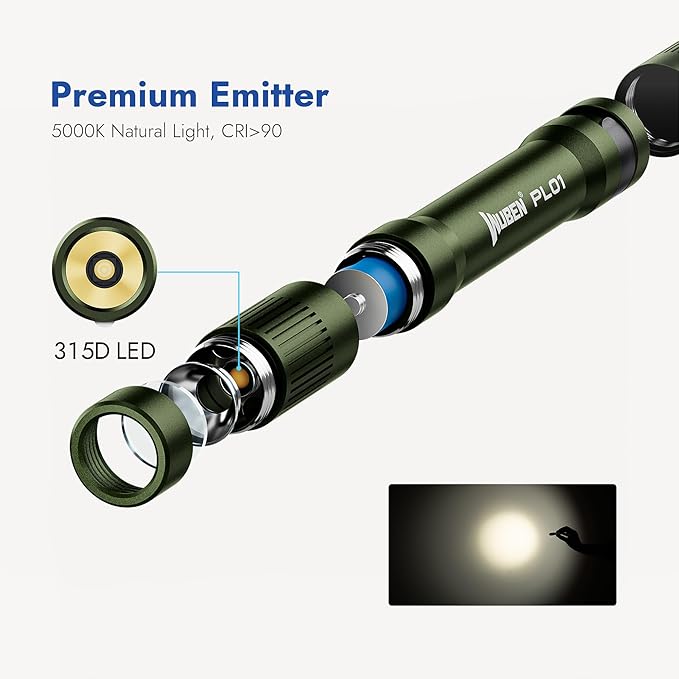 WUBEN PL01 Pen Light, 650 Lumens Pocket EDC Flashlight Rechargeable, Bright LED Pen Flashlight
