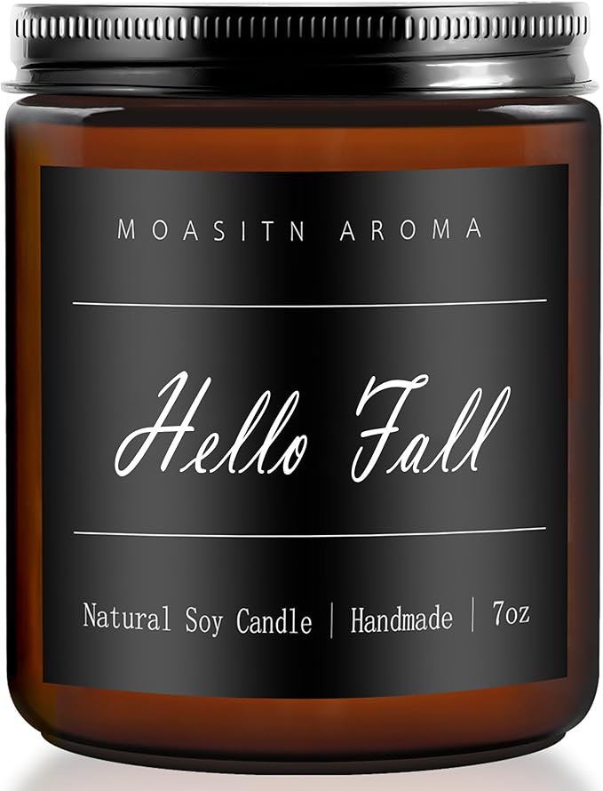 MOASITN Hello Fall Scented Candles for Home| Natural Soy Fall Candle| Handmade Long Lasting