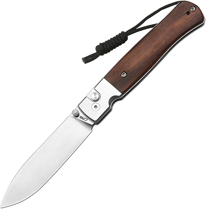 CJRB Glacier Folding Knife, 3.54'' AR-RPM9 Steel Blade EDC Knives with Wood Handle for Camping