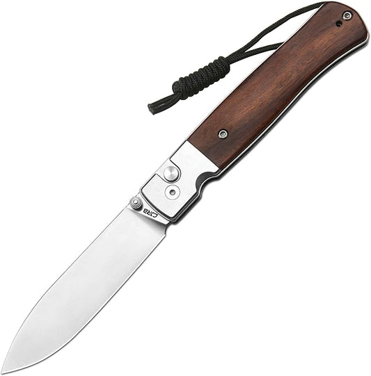 CJRB Glacier Folding Knife, 3.54'' AR-RPM9 Steel Blade EDC Knives with Wood Handle for Camping