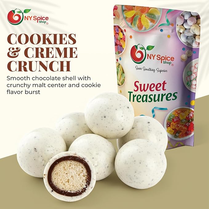 NY Spice Shop Cookies & Creme Chocolate Malt Balls Party Decorations - 8 Ounce Malted Milk Ball