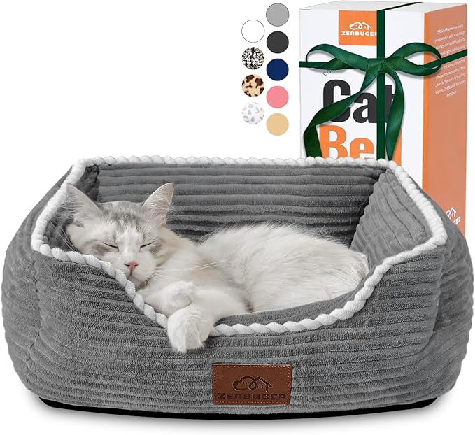 Cat Dog Bed for Pets, Rectangle Pet Bed Gift for Puppy and Kitten, Machine Washable Calming Fluffy