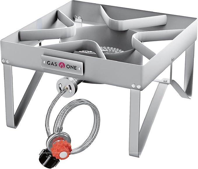 GasOne Stainless Steel Outdoor Propane Burner ??High Pressure Camp Stove with Adjustable Regulator