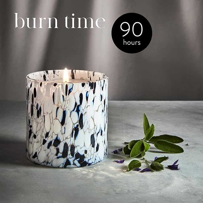 LAFCO New York Signature Candle, Clary Sage - 15.5 oz - 90-Hour Burn Time - Reusable, Hand Blown