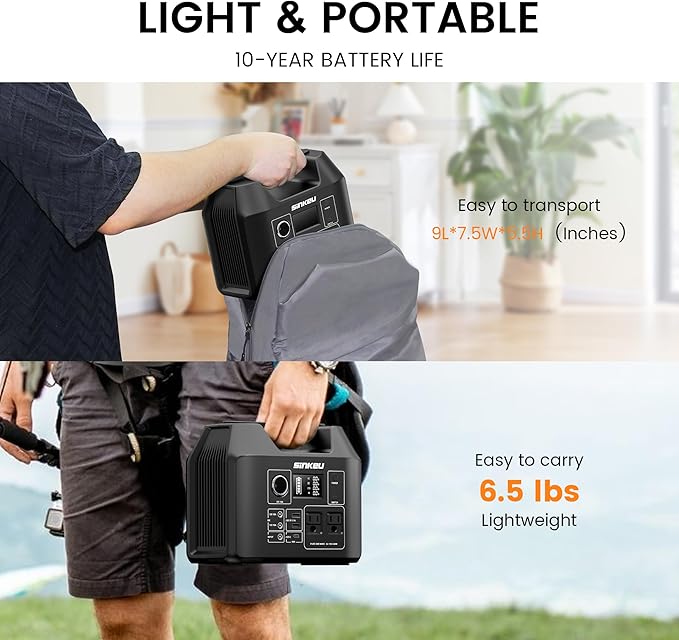 SinKeu Portable Power Station 80000mAh,256Wh LiFePO4 Battery Backup,300W AC Outlets, Power Bank for