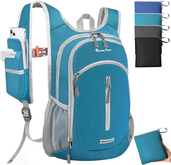 Seektop Small Hiking Backpack 12L to 15L Expandable Travel Packable Waterproof Daypack Lightweight