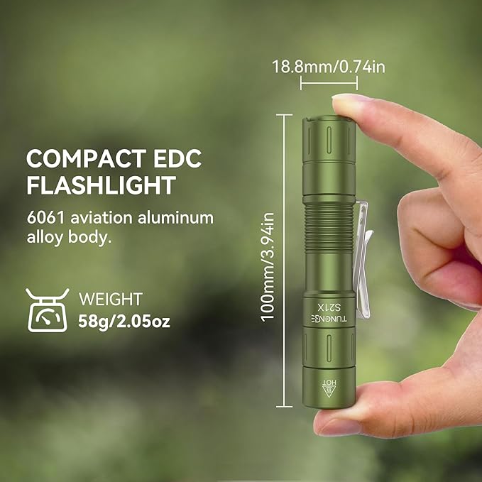 S21X Mini EDC Flashlight Rechargeable with Clip, 880 Lumens Super Bright AA Pocket Flashlight
