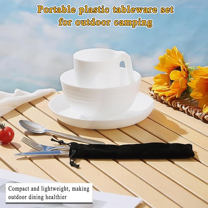Camping Utensils, Reanea Camping Mess Kit for Travel, Camping, Picnic, Outdoor, Camping Gear