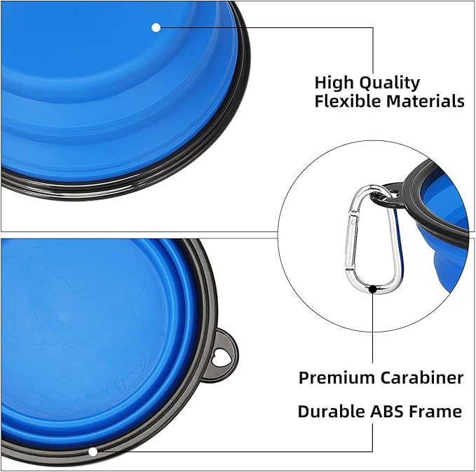Kytely Large Collapsible Dog Bowls 2 Pack, 34oz Foldable Dog Travel Bowl, Portable Pet Water Food