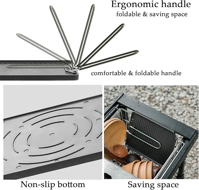 Naturehike Camping Frying Pans Nonstick With Folding Handle, Square Portable Grill Pan for Cooking