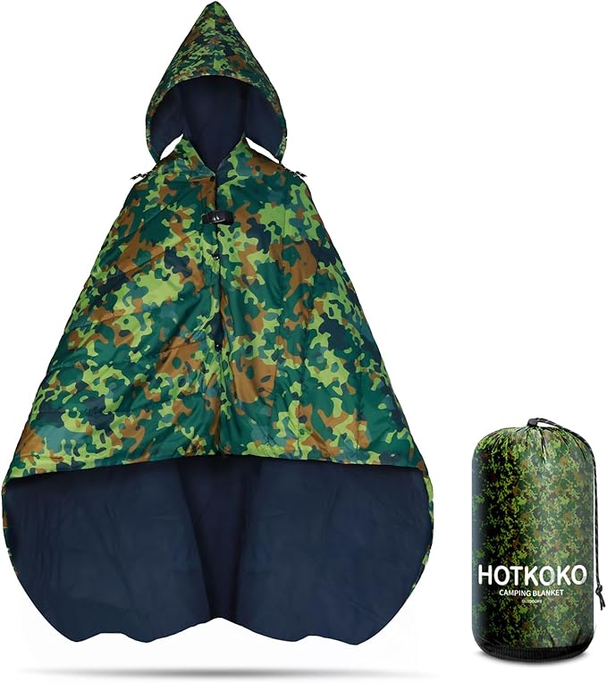 Waterproof Stadium Blanket, Fleece Camping Blanket Soft Warm Wearable Camp Blanket for Outdoor
