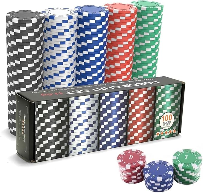 Casino Poker Chip Set - 100 Clay Poker Chips, 11.5g, Gift Box - Blackjack, Texas Holdem