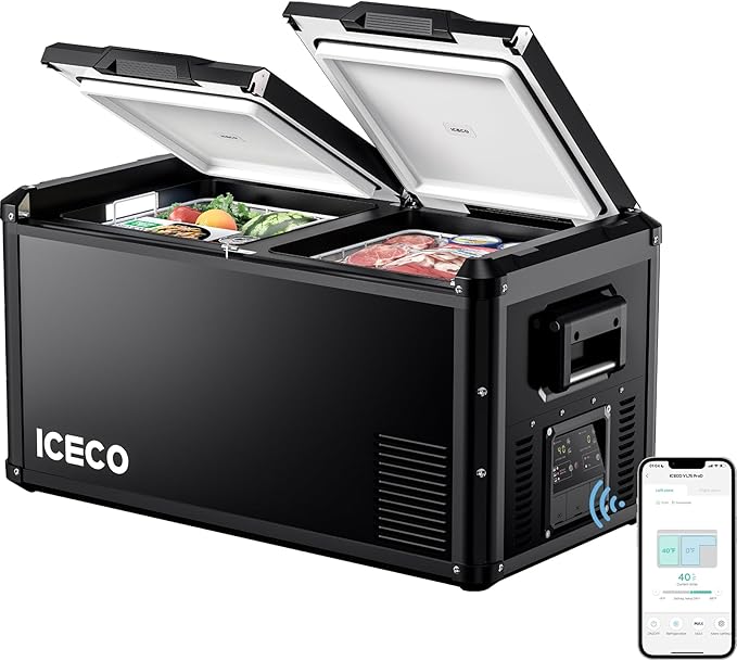 ICECO VL75 ProD Portable Refrigerator, Multi-directional Lid, Dual USB & DC 12/24V, AC 110-240V