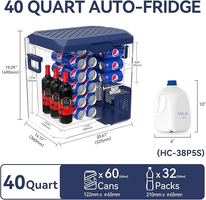 Car Fridge Portable 12V Refrigerator 40 Quart 12 Volt Freezer Compressor Cooler 12V/24V DC 110～240