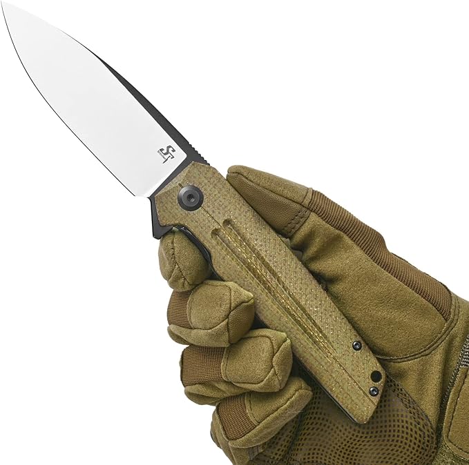 Sitivien ST152 Folding Knife,K110(D2) Steel Blade with Micarta Handle EDC Tool Knife for Outdoor