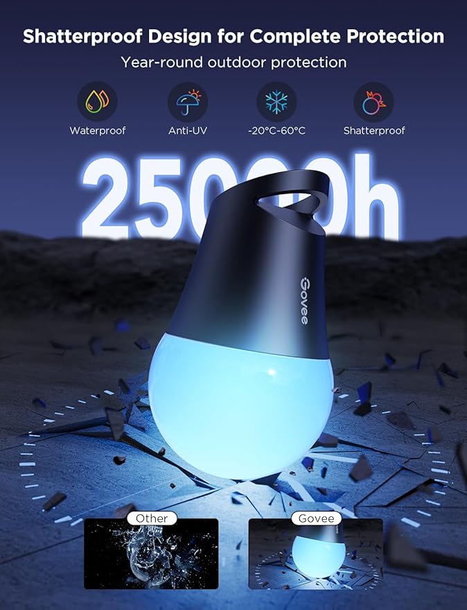 Govee Smart Outdoor String Lights 2, 96ft RGBIC Outdoor Lights with Dimmable Warm White LED Bulbs