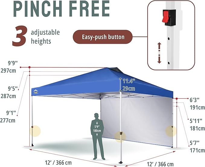 CROWN SHADES 12x12 Pop Up Canopy Tent Instant Commercial with 150D Silver Coated Fabric Including 1