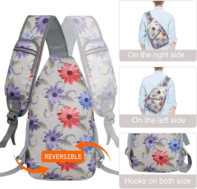 ZOMAKE Sling Bag,Small Crossbody Sling Backpack,Water Resistant Shoulder Daypack for Travel,Anti
