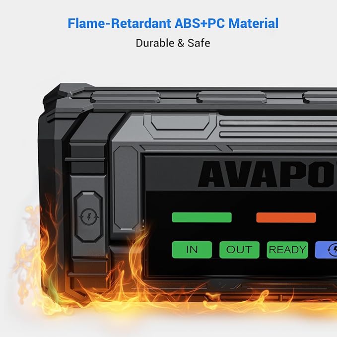 AVAPOW 8000A Battery Jumper Starter Portable with 4″ HD Display PD 30W Dual-Way Fast Charging, 12V